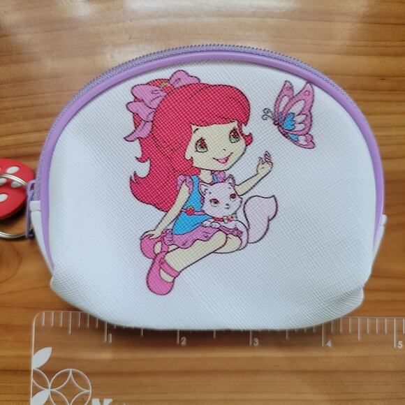 Purple Strawberry-Themed Coin Purse Set – 2000s Style Pouches with Keychain - Picture 2 of 5